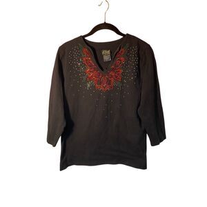 Cartel women’s vintage Christmas studied rhinestone top size medium